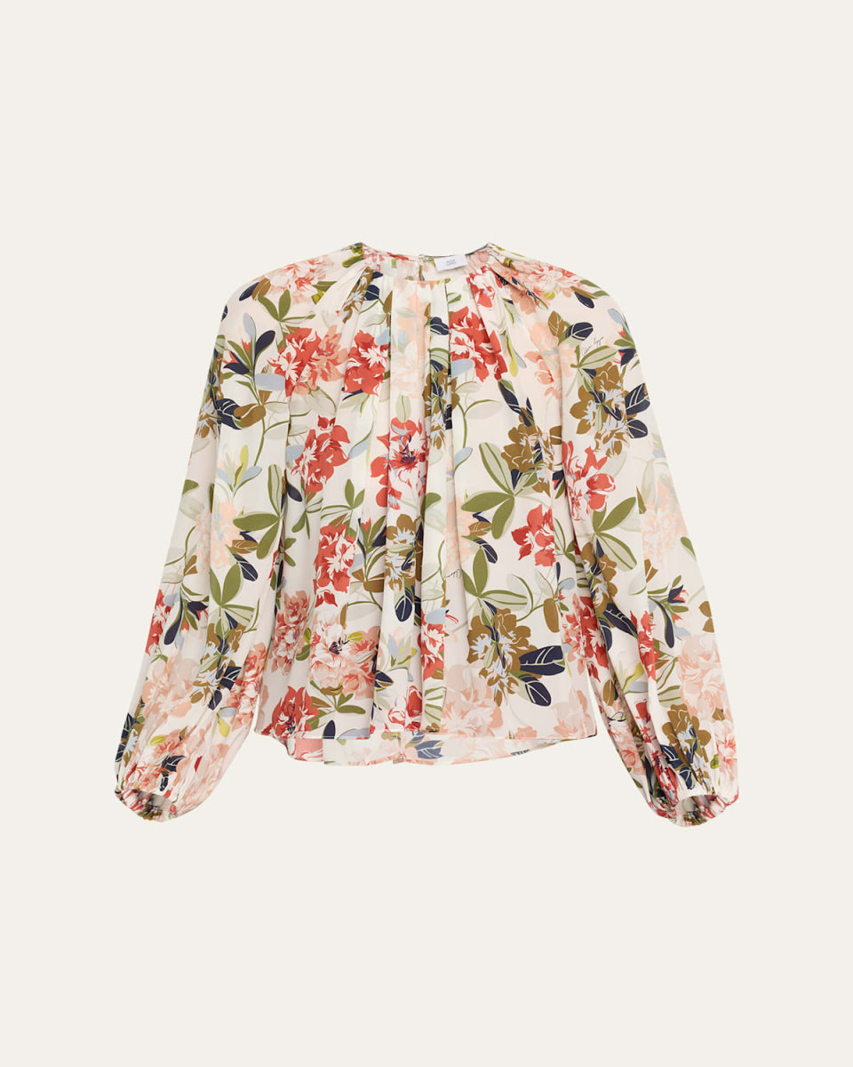 Lottie Floral-Print Crepe De Chine Top